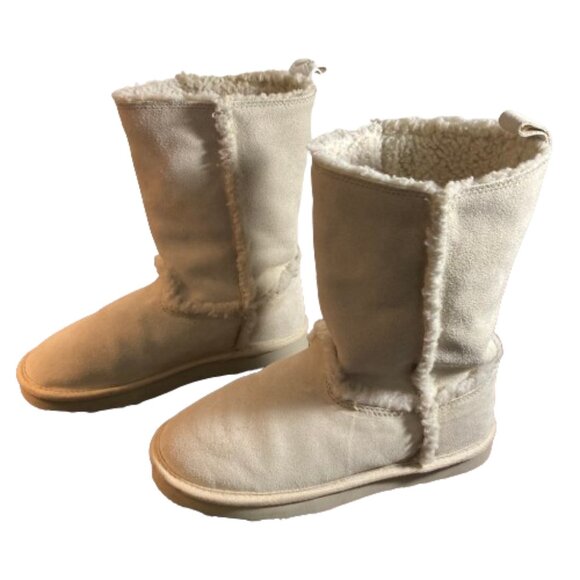 American Eagle Cream Suede Winter Boots Faux Shearling Mid-Calf sz. 7 - Picture 1 of 10